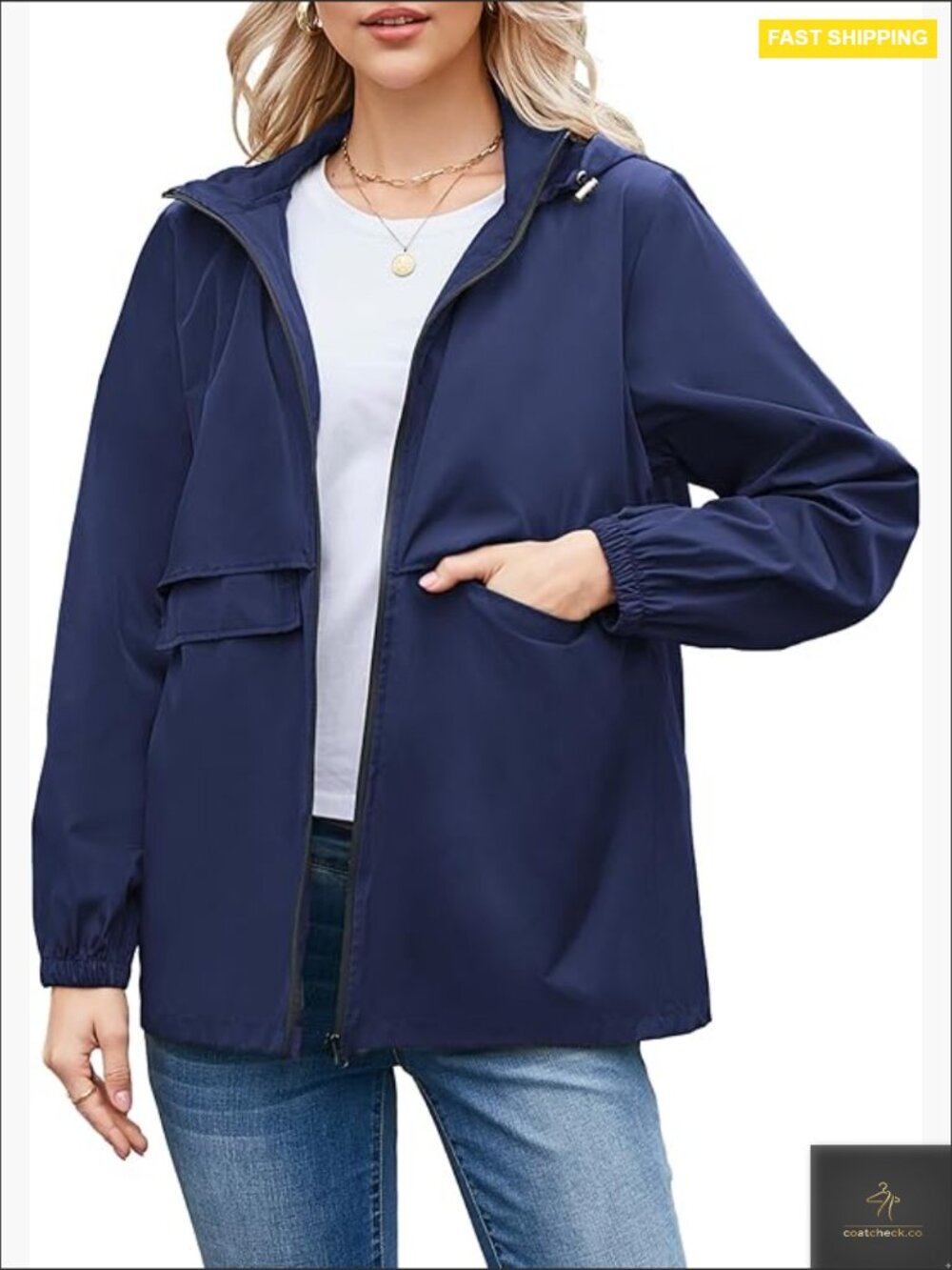 Lightweight Waterproof Rain Jacket Hooded Windbreaker Packable Outdoor